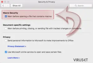 Disable Macros on Mac OS X. Step 3
