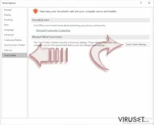 Disable Macros on Windows. Step 3