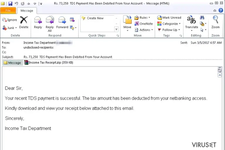 Income Tax Receipt virus
