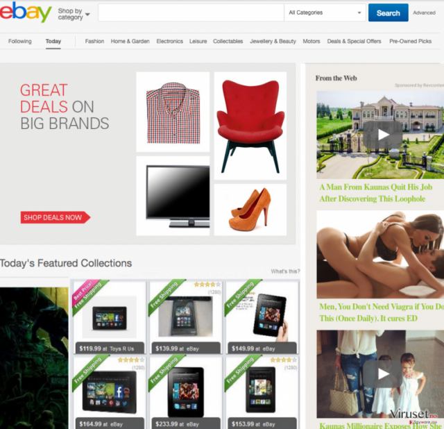 The picture showing the ads generated by Adclick virus