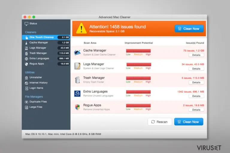 Screenshot of Advanced Mac Cleaner