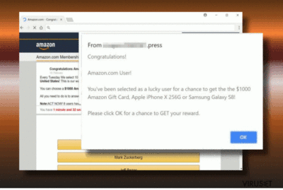 Et bilde av popup-annonsen "Amazon.com Membership Rewards"