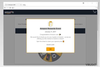Eksempel på “Amazon Rewards Event”-svindel