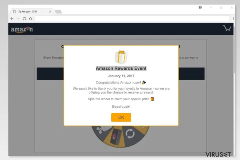 Screenshot of “Amazon Rewards Event” scam