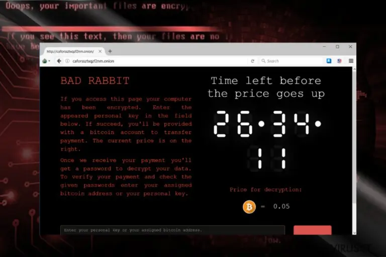 The screenshot of BadRabbit payment site