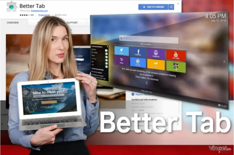 Image of the Better Tab extension virus