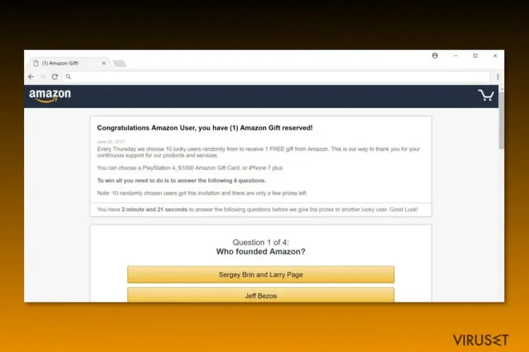 Image of “Congratulations Amazon User” virus