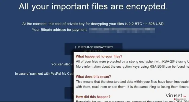 Crypted ransomware commands to pay up