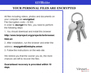 The picture showing KEYHolder ransomware virus
