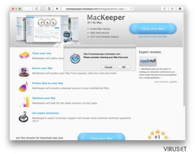 MacKeeper popup-annonser på ulike nettsider