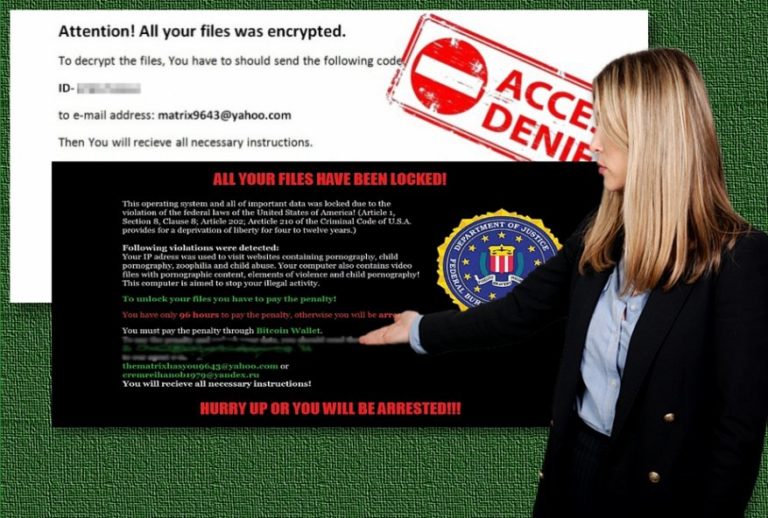 Eksempler av Matrix ransomware