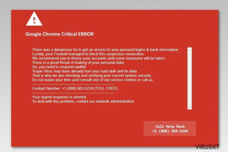 Skjermbilde av Google Chrome Critical Error