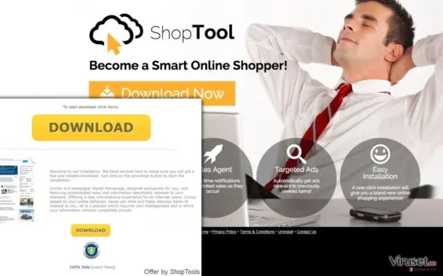The official website of ShopTool adware also causes redirects