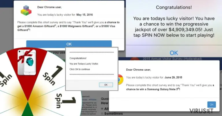 The illustration of “You Are Today's Lucky Visitor” ads