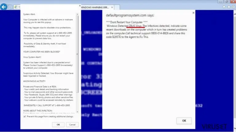 You Have A ZEUS Virus tech support scam